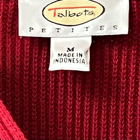 TALBOTS🎄 Cropped Red Sweater with mock turtleneck with tie collar MP - Picture 7 of 13